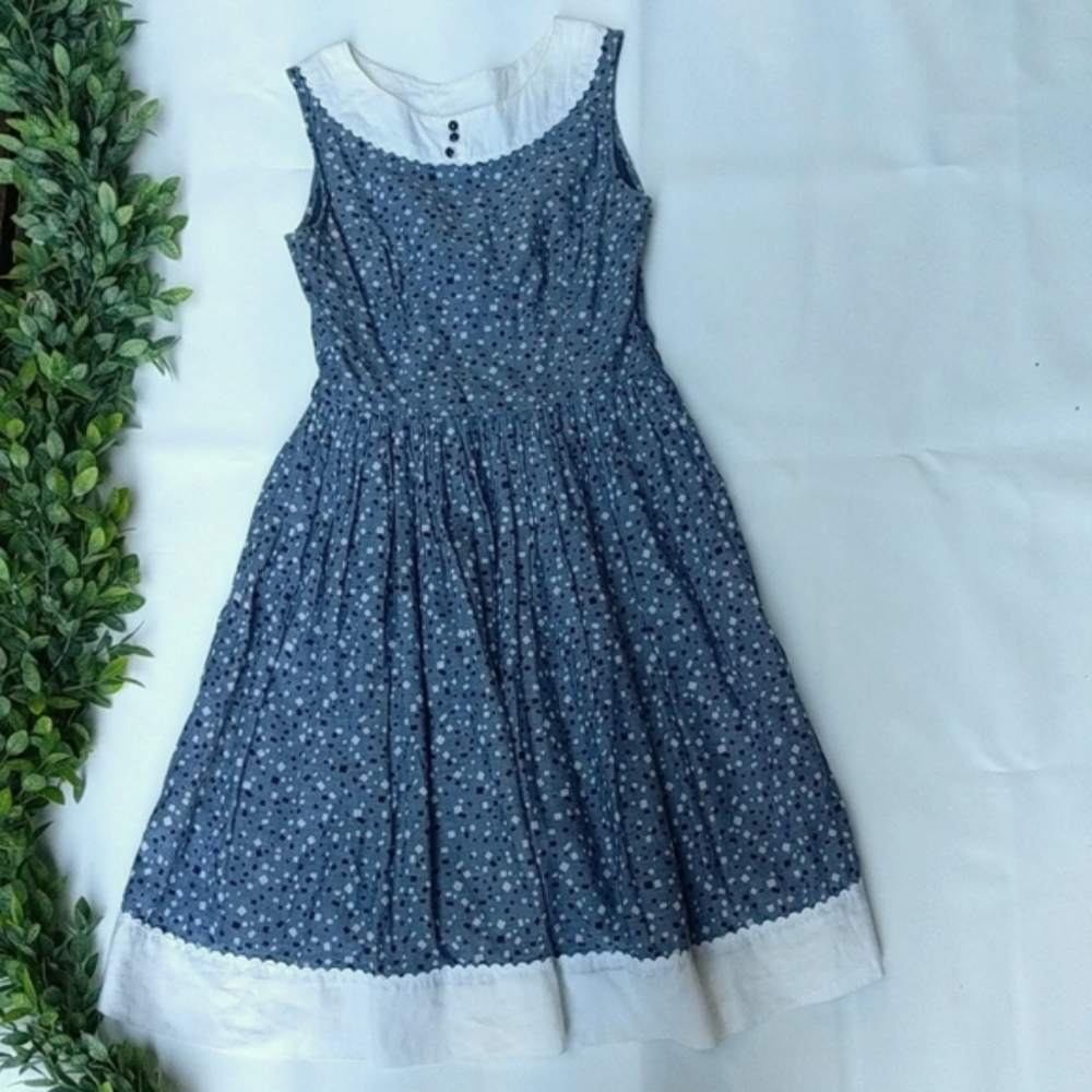 Modcloth Fervour blue and white dress XS